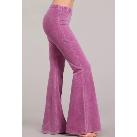 Magenta Haze Boho Mineral Wash Flared Stretch Pant - Picture 3 of 6